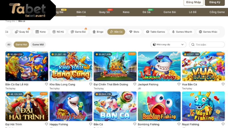 Đa dạng các thể loại bắn cá hấp dẫn tại nhà cái TABET