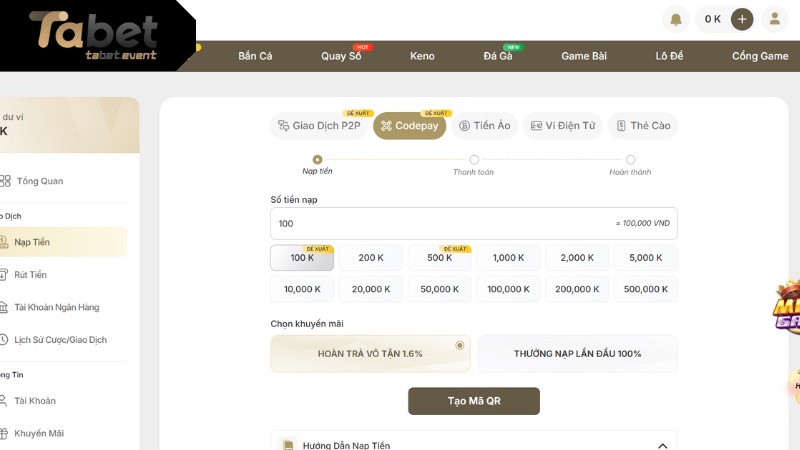 Nạp Tiền TABET - Hướng Dẫn Cách Thực Hiện Chính Xác, Nhanh Chóng Quy trình nạp tiền TABET chi tiết cho người chơi