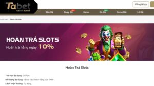 Một số thông tin tổng quan về chương trình ưu đãi hoàn trả 10% sảnh Slots từ nhà cái TABET